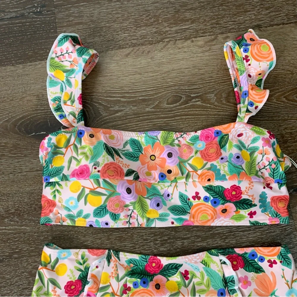Summersalt X Rifle company pink floral oasis is ruffle bikini set 8 NWT - Picture 3 of 11
